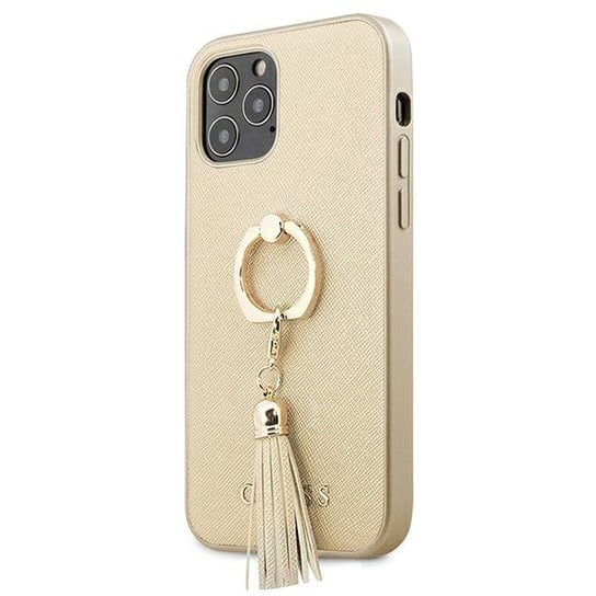 Guess GUHCP12MRSSABE iPhone 12/12 Pro 6,1" beige/beżowy hardcase Saffiano with ring stand GUESS