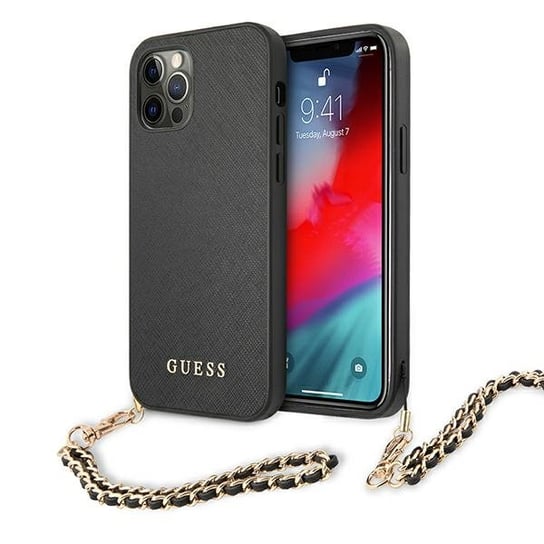 Guess GUHCP12MSASGBK iPhone 12/12 Pro 6,1" czarny/black hardcase Saffiano Chain GUESS