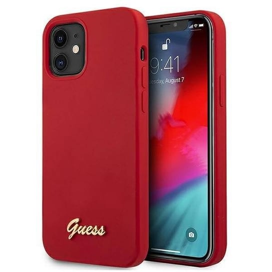 Guess GUHCP12SLSLMGRE iPhone 12 mini 5,4" czerwony/red hardcase Metal Logo Script GUESS