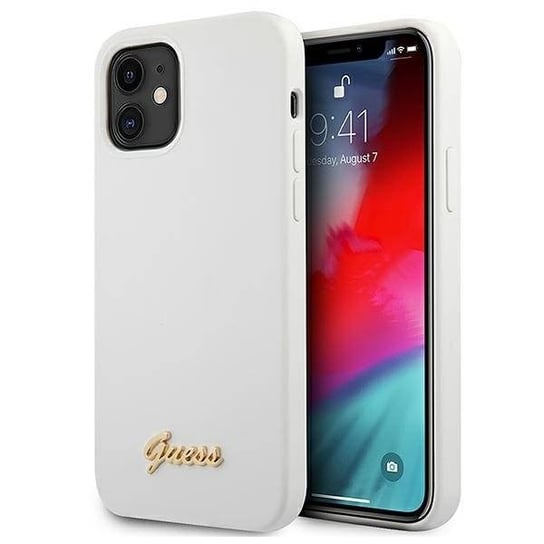 Guess GUHCP12SLSLMGWH iPhone 12 mini 5,4" biały/white hardcase Metal Logo Script GUESS