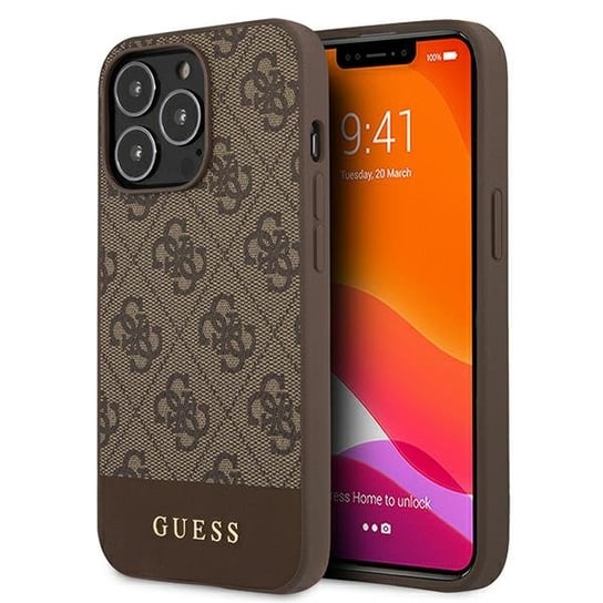 Guess GUHCP13LG4GLBR iPhone 13 Pro / 13 6,1" brązowy/brown hard case 4G Stripe Collection GUESS