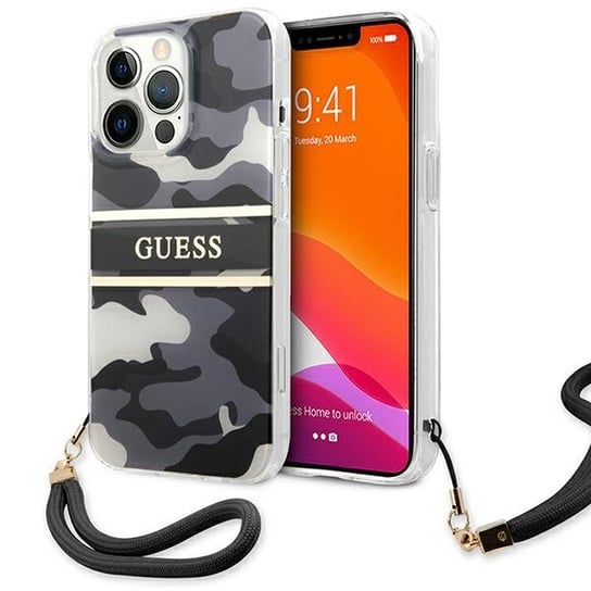 Guess GUHCP13LKCABBK iPhone 13 Pro / 13 6,1" czarny/black hardcase Camo Strap Collection GUESS