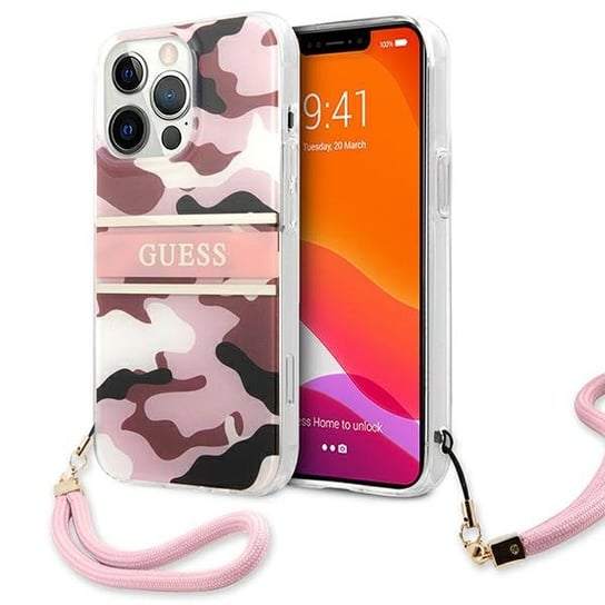 Guess GUHCP13LKCABPI iPhone 13 Pro / 13 6,1" różowy/pink hardcase Camo Strap Collection GUESS