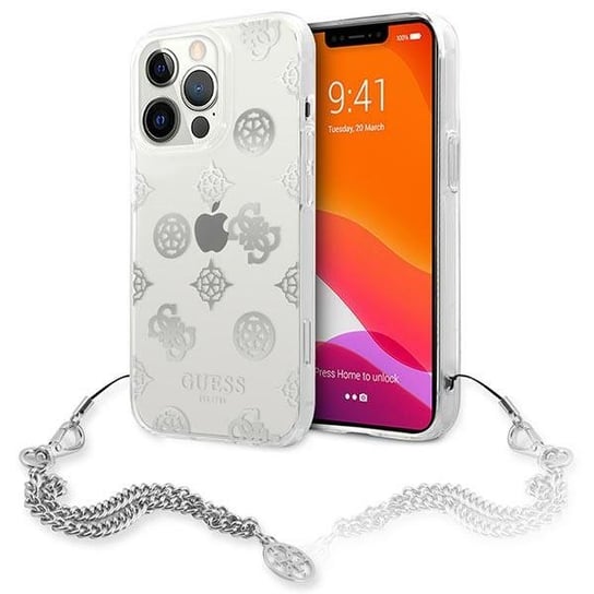 Guess GUHCP13LKSPESI iPhone 13 Pro / 13 6,1" srebrny/silver hardcase Peony Chain Collection GUESS