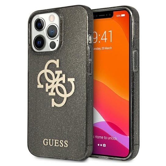Guess GUHCP13LPCUGL4GBK iPhone 13 Pro / 13 6,1" czarny/black hard case Glitter 4G Big Logo GUESS