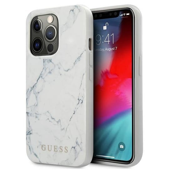 Guess GUHCP13LPCUMAWH iPhone 13 Pro / 13 6,1" biały/white hardcase Marble GUESS