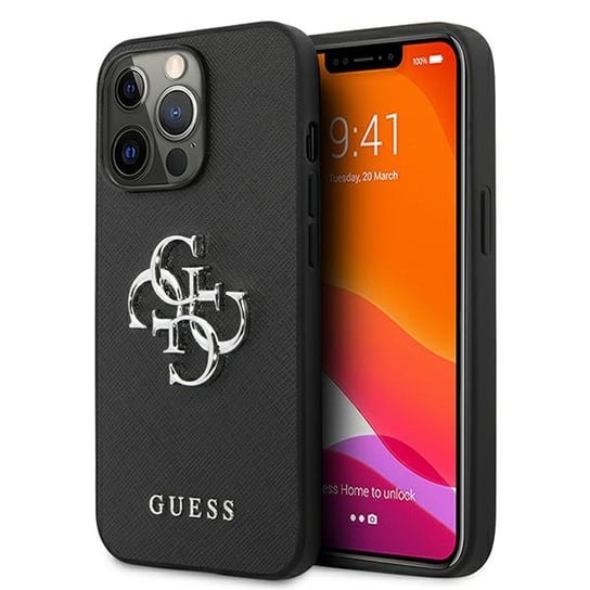 Guess GUHCP13LSA4GSBK iPhone 13 Pro/13 6,1" czarny/black hardcase Saffiano 4G Metal Logo GUESS