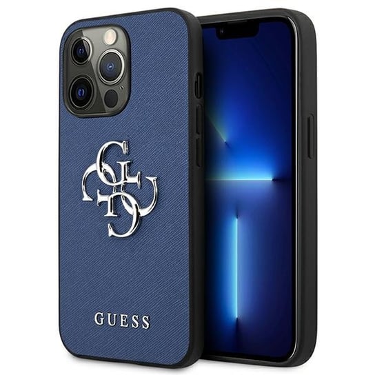 Guess GUHCP13LSA4GSBL iPhone 13 Pro / 13 6,1" niebieski/blue hardcase Saffiano 4G Metal Logo GUESS