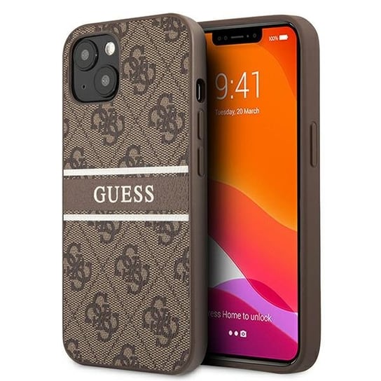 Guess GUHCP13M4GDBR iPhone 13 6,1" brązowy/brown hardcase 4G Stripe GUESS