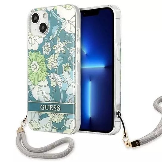 Guess GUHCP13MHFLSN iPhone 13 6,1" zielony/green hardcase Flower Strap 4kom.pl