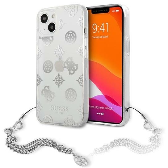 Guess GUHCP13MKSPESI iPhone 13 6,1" srebrny/silver hardcase Peony Chain Collection GUESS