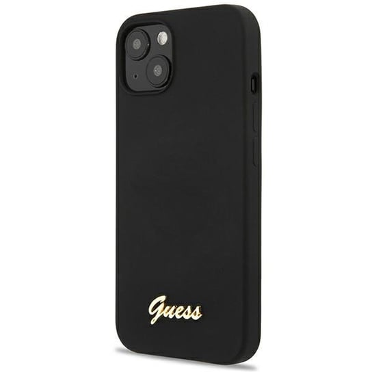 Guess Guhcp13Mlslmgbk Etui Obudowa Do Iphone 13 6,1" Black/Czarny Hardcase Silicone Script Gold Logo GUESS