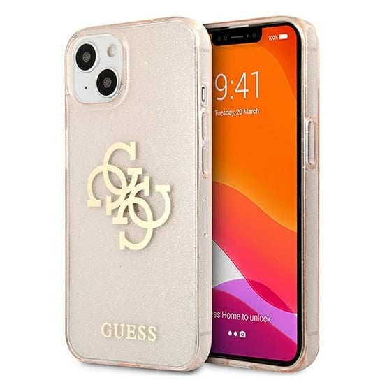 Guess GUHCP13MPCUGL4GGO iPhone 13 6,1" złoty/gold hard case Glitter 4G Big Logo GUESS