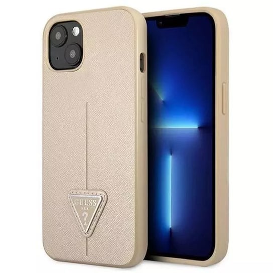 Guess GUHCP13MPSATLE iPhone 13 6,1" beżowy/beige hardcase SaffianoTriangle Logo 4kom.pl