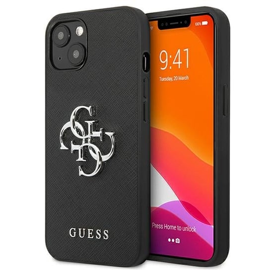 Guess GUHCP13MSA4GSBK iPhone 13 6,1" czarny/black hardcase Saffiano 4G Metal Logo GUESS