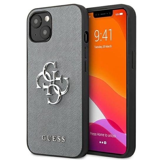Guess GUHCP13MSA4GSGR iPhone 13 6,1" szary/grey hardcase Saffiano 4G Metal Logo GUESS