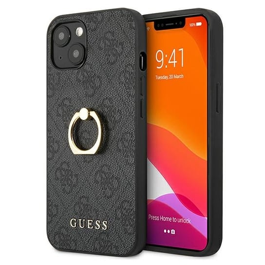 Guess GUHCP13S4GMRGR iPhone 13 mini 5,4" szary/grey hardcase 4G with ring stand GUESS