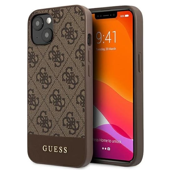 Guess GUHCP13SG4GLBR iPhone 13 mini 5,4" brązowy/brown hard case 4G Stripe Collection GUESS