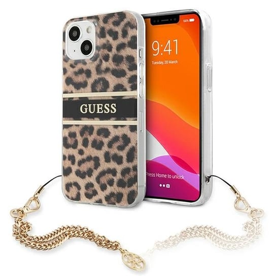 Guess GUHCP13SKBSLEO iPhone 13 mini 5,4" Leopard hardcase Gold Chain GUESS