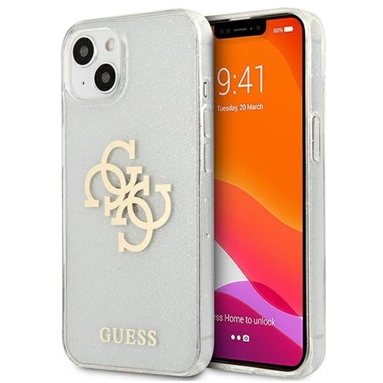 Guess GUHCP13SPCUGL4GTR iPhone 13 mini 5,4" transparent hard case Glitter 4G Big Logo GUESS