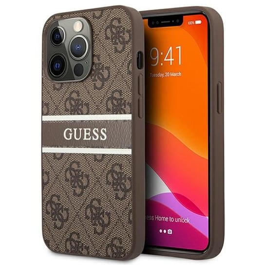 Guess GUHCP13X4GDBR iPhone 13 Pro Max 6,7" brązowy/brown hardcase 4G Stripe GUESS