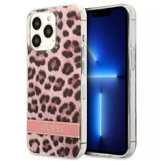 Guess GUHCP13XHSLEOP iPhone 13 Pro Max 6,7" różowy/pink hardcase Leopard 4kom.pl