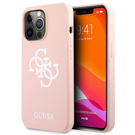 Guess GUHCP13XLS4GWPI iPhone 13 Pro Max 6,7" różowy/pink hard case Silicone 4G Logo GUESS