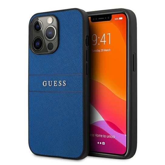 Guess GUHCP13XPSASBBL iPhone 13 Pro Max 6,7" niebieski/blue Saffiano Strap GUESS