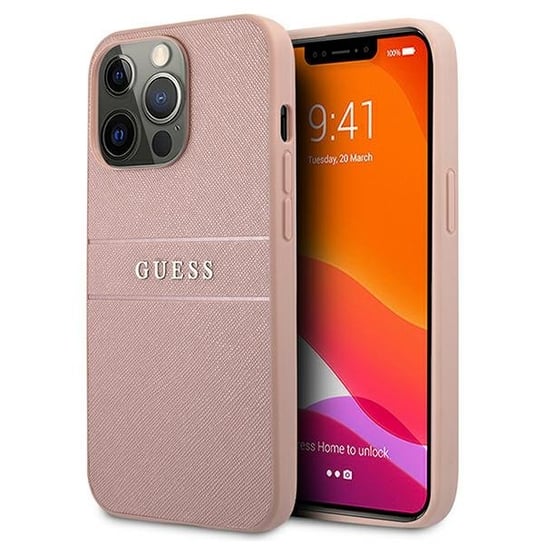 Guess GUHCP13XPSASBPI iPhone 13 Pro Max 6,7" różowy/pink hardcase Saffiano Stripe GUESS