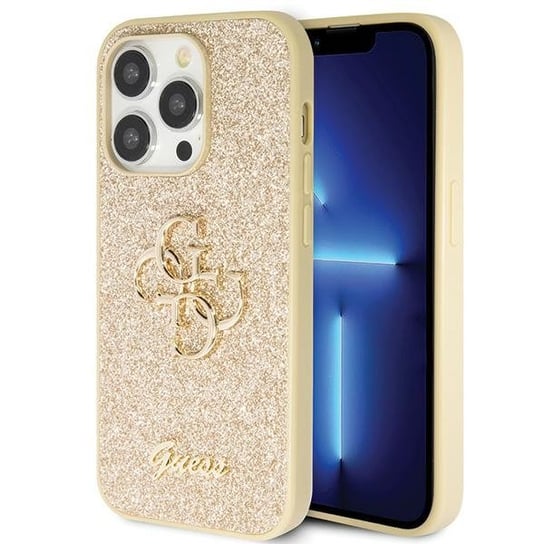 Guess GUHCP14LHG4SGD etui ochronne obudowa do iPhone 14 Pro 6.1" złoty/gold hardcase Glitter Script Big 4G GUESS