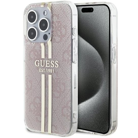 Guess GUHCP14XH4PSEGP etui obudowa pokrowiec do iPhone 14 Pro Max 6.7" różowy/pink hardcase IML 4G Gold Stripe GUESS