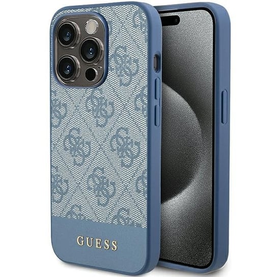 Guess GUHCP15LG4GLBL etui obudowa pokrowiec do iPhone 15 Pro 6.1" niebieski/blue hardcase 4G Stripe Collection GUESS