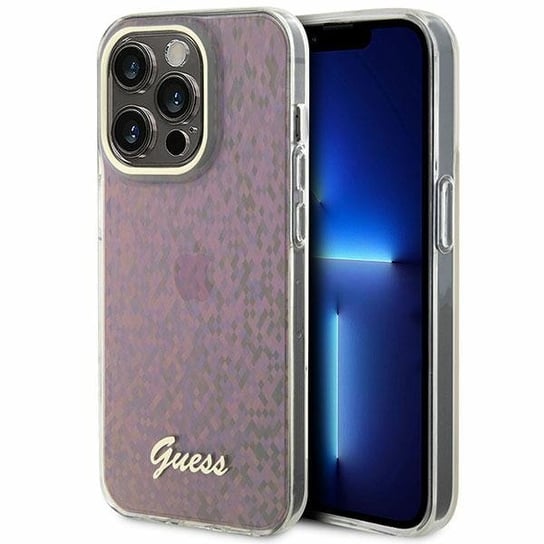 Guess GUHCP15LHDECMP iPhone 15 Pro 6.1" różowy/pink hardcase IML Faceted Mirror Disco Iridescent GUESS