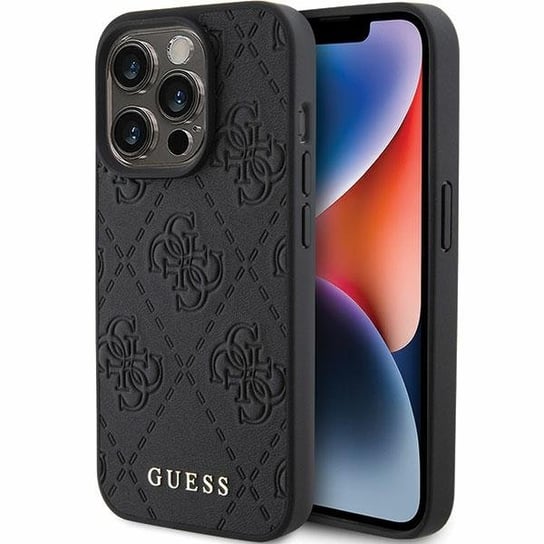Guess GUHCP15LP4EPMK iPhone 15 Pro 6.1" czarny/black hardcase Leather 4G Stamped GUESS