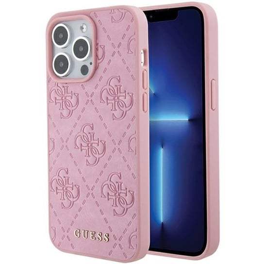 Guess GUHCP15LP4EPMP iPhone 15 Pro 6.1" różowy/pink hardcase Leather 4G Stamped GUESS