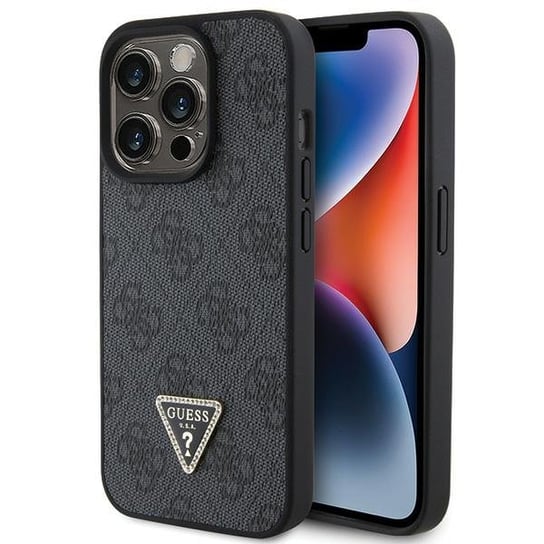 Guess GUHCP15LP4TDPK iPhone 15 Pro 6.1" czarny/black hardcase Leather 4G Diamond Triangle GUESS
