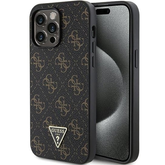 Guess GUHCP15LPG4GPK etui obudowa pokrowiec do iPhone 15 Pro 6.1" czarny/black hardcase 4G Triangle Metal Logo GUESS