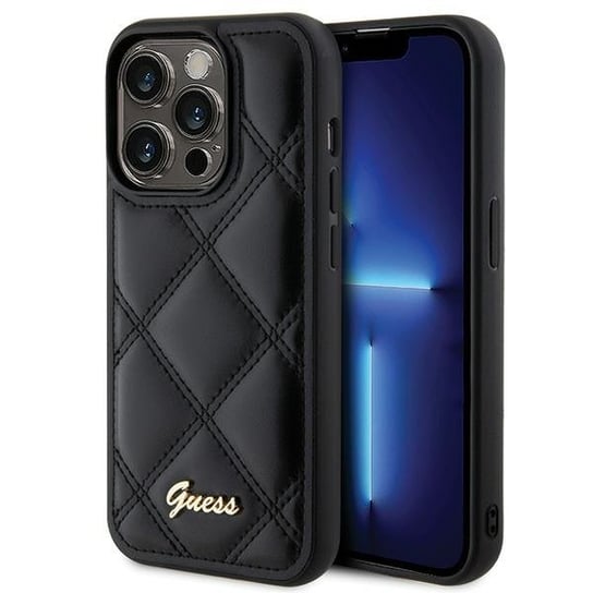 Guess GUHCP15LPSQSQSK iPhone 15 Pro 6.1" czarny/black hardcase Quilted Metal Logo GUESS