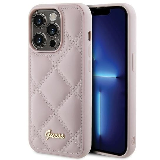 Guess GUHCP15LPSQSQSP iPhone 15 Pro 6.1" różowy/pink hardcase Quilted Metal Logo GUESS