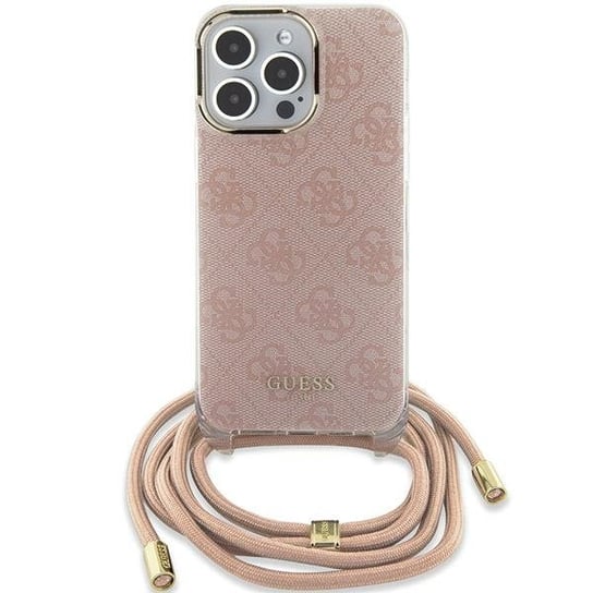 Guess GUHCP15SHC4SEP iPhone 15 / 14 / 13 6.1" różowy/pink hardcase Crossbody Cord 4G Print GUESS