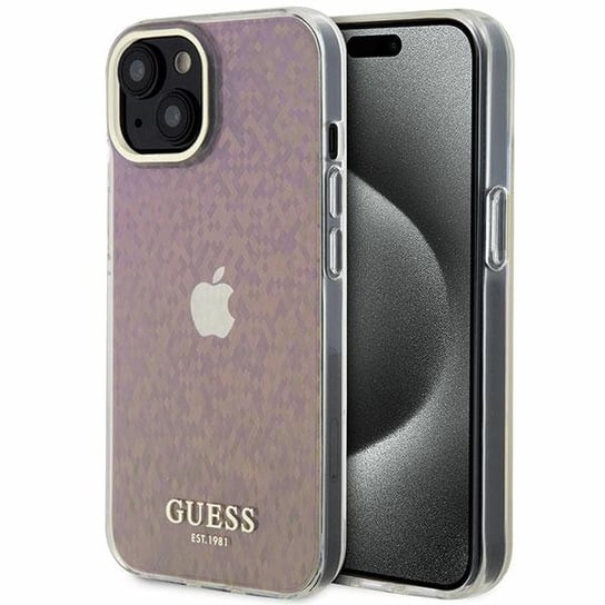 Guess GUHCP15SHDECMP etui obudowa do iPhone 15 6.1" różowy/pink hardcase IML Faceted Mirror Disco Iridescent GUESS