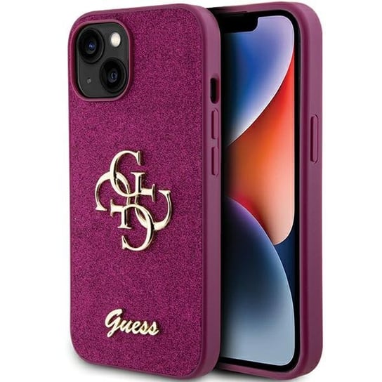 Guess GUHCP15SHG4SGU etui obudowa do iPhone 15 6.1" fioletowy/purple hardcase Glitter Script Big 4G GUESS