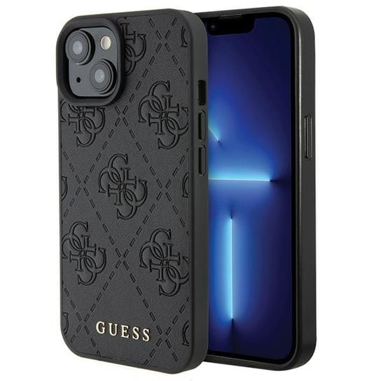 Guess GUHCP15SP4EPMK etui obudowa do iPhone 15 6.1" czarny/black hardcase Leather 4G Stamped GUESS