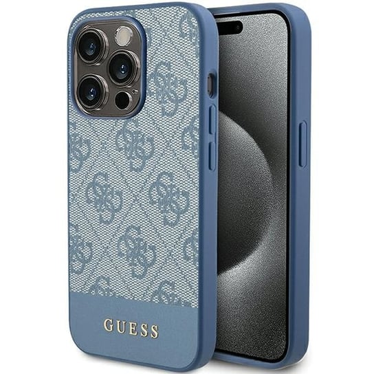 Guess GUHCP15XG4GLBL etui obudowa pokrowiec do iPhone 15 Pro Max 6.7" niebieski/blue hardcase 4G Stripe Collection GUESS