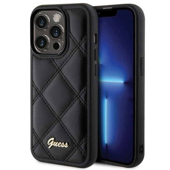 Guess GUHCP15XPSQSQSK iPhone 15 Pro Max 6.7" czarny/black hardcase Quilted Metal Logo GUESS