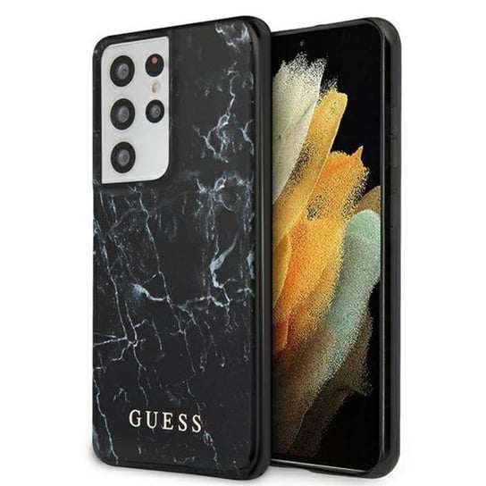 Guess GUHCS21LPCUMABK S21 Ultra G998 czarny/black hardcase Marble GUESS