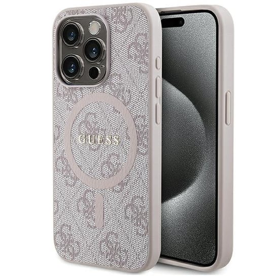Guess GUHMP14XG4GFRP etui obudowa pokrowiec do iPhone 14 Pro Max 6.7" różowy/pink hardcase 4G Collection Leather Metal Logo MagSafe GUESS