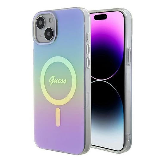 Guess GUHMP15SHITSU etui obudowa do iPhone 15 6.1" fioletowy/purple hardcase IML Iridescent MagSafe GUESS