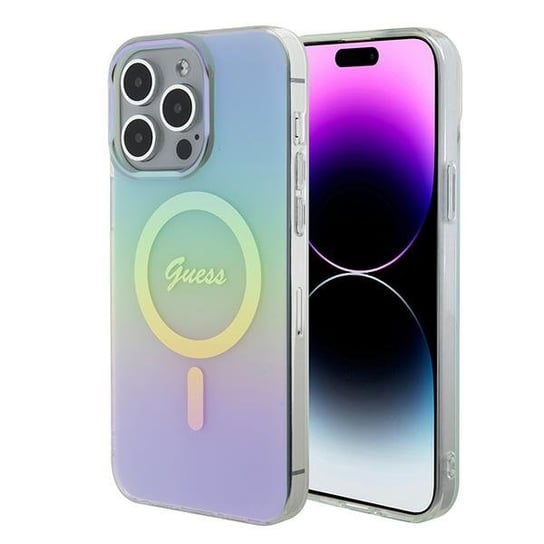 Guess GUHMP15XHITSQ iPhone 15 Pro Max turkusowy/turquoise hardcase IML Iridescent MagSafe GUESS