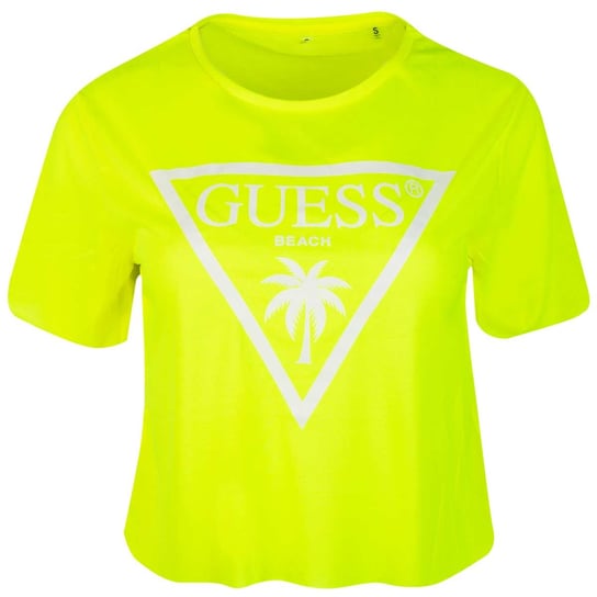 Guess Koszulka Damska T-Shirt Cropped Top Yellow Neon E02I01Kb9I0 G2F3 S GUESS